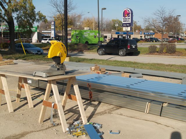 work area to cut metal studs