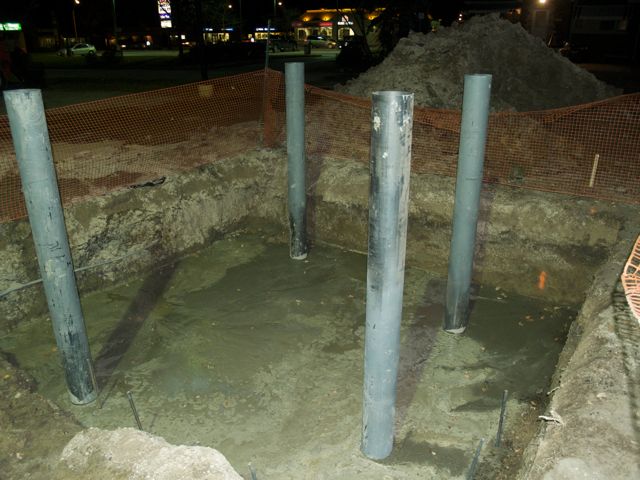 concrete poured in base