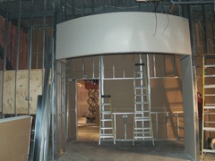 customer service area starting to get drywall
